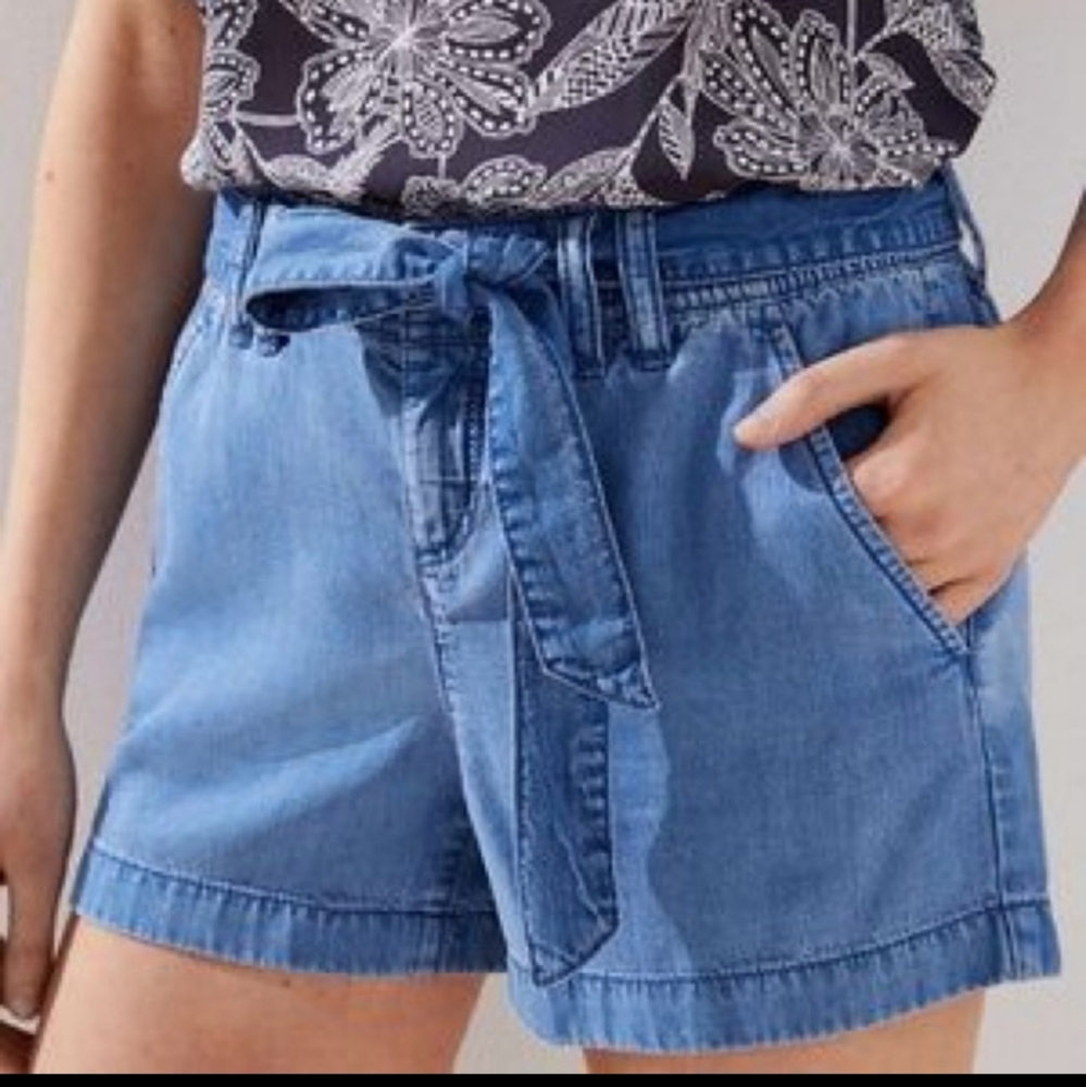 Loft chambray shorts with tie waist